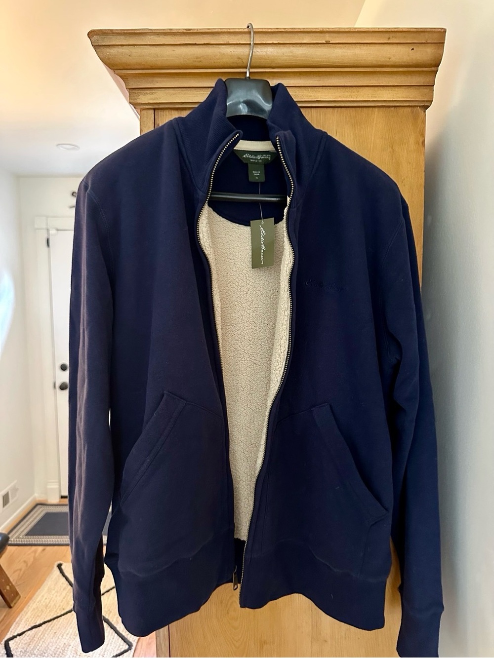Eddie Bauer Navy Sherpa-Lined Full-Zip Jacket